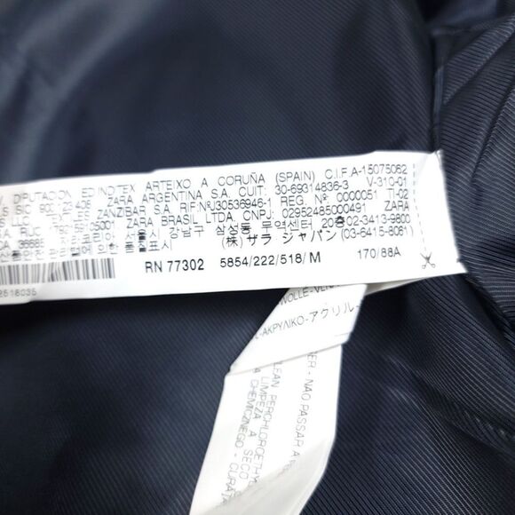 ZARA Wool Cape Zip Coat Fur Hood Navy Blue Green Tartan Plaid Lagenlook Medium - Picture 7 of 8